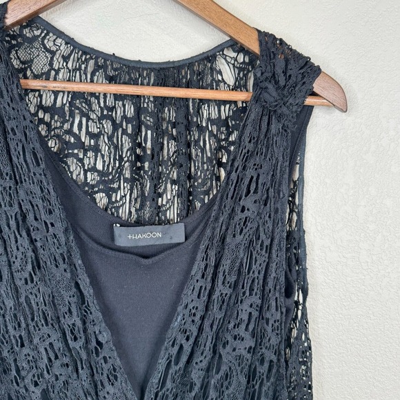 Thakoon Romper Women's 4 Black Lined 100% Cotton Surplice Neck Plunge Crochet - Picture 3 of 13